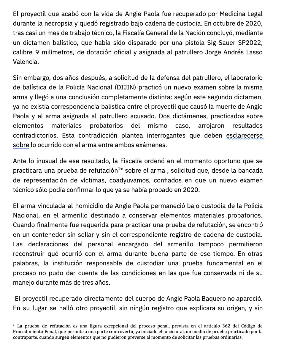 TembloresOng's tweet photo. Angie Paola fue asesinada durante el 9S. Seis años después, el arma vinculada al crimen apareció con el cañón cambiado y el proyectil recuperado de su cuerpo está perdido.
Ambas pruebas estuvieron bajo custodia estatal. Desde Temblores ONG exigimos respuestas. 👇 https://t.co/bYT2o52pGX