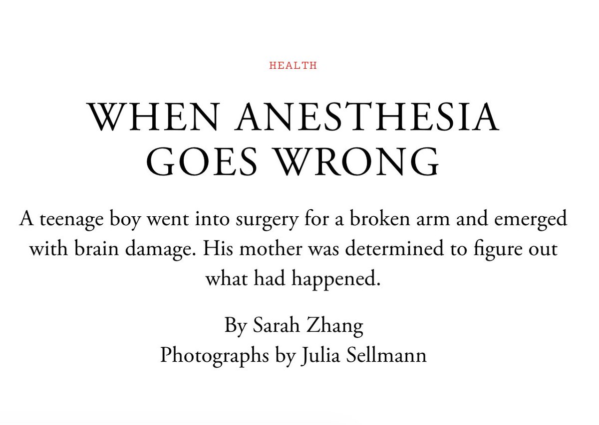 sarahzhang's tweet photo. Earlier this year, I heard about several kids who died after anesthesia—and others who suffered catastrophic brain damage. I wrote about one mother, and her quest to figure out what happened to her son. 

https://t.co/SIGESLgJGA https://t.co/uSba5vXafO