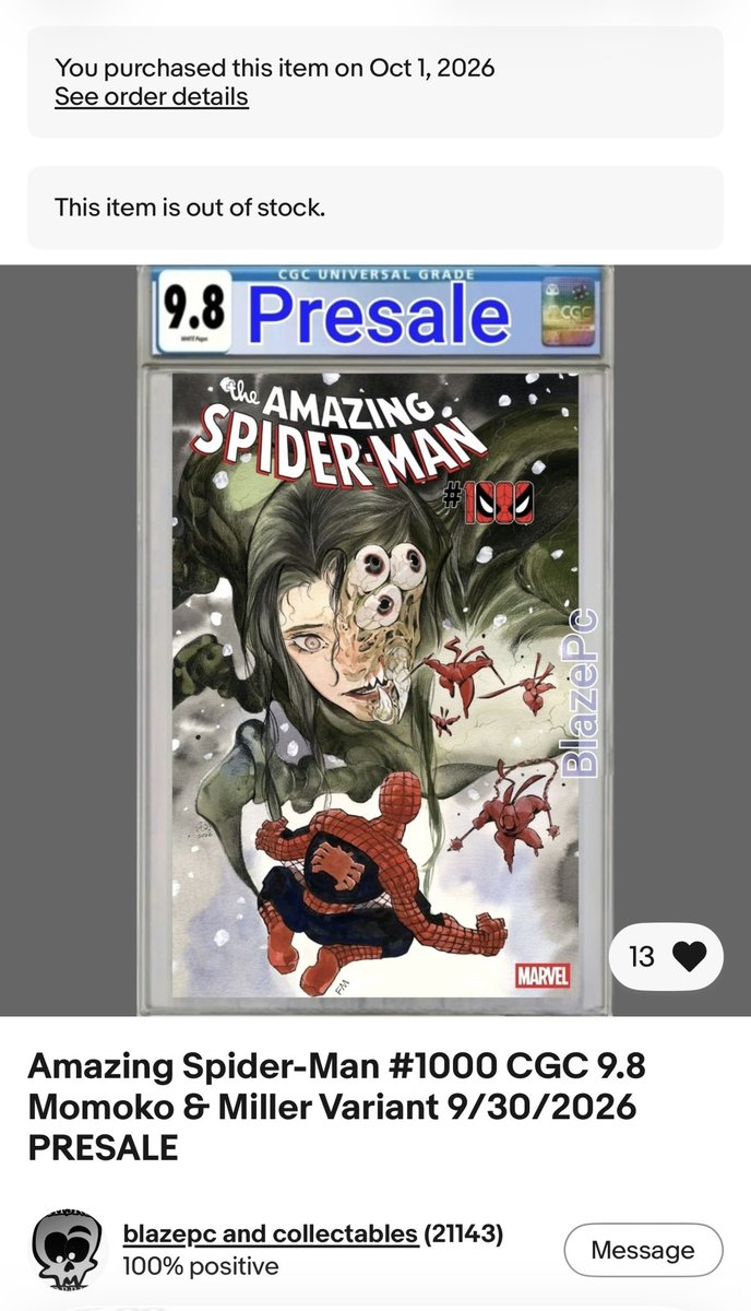 philnice272's tweet photo. Doing a giveaway for the Veve awards!
This is a 9.8 cgc Spider-Man 1000 
Cover by Peach x Miller
Nominate here https://t.co/841II6wvx2
How to enter 
Follow @veve_official and @philnice272 
Like and retweet Comment
Comment a screenshot of you voting for Philnice272 💙 https://t.co/MTTS8EtPTU