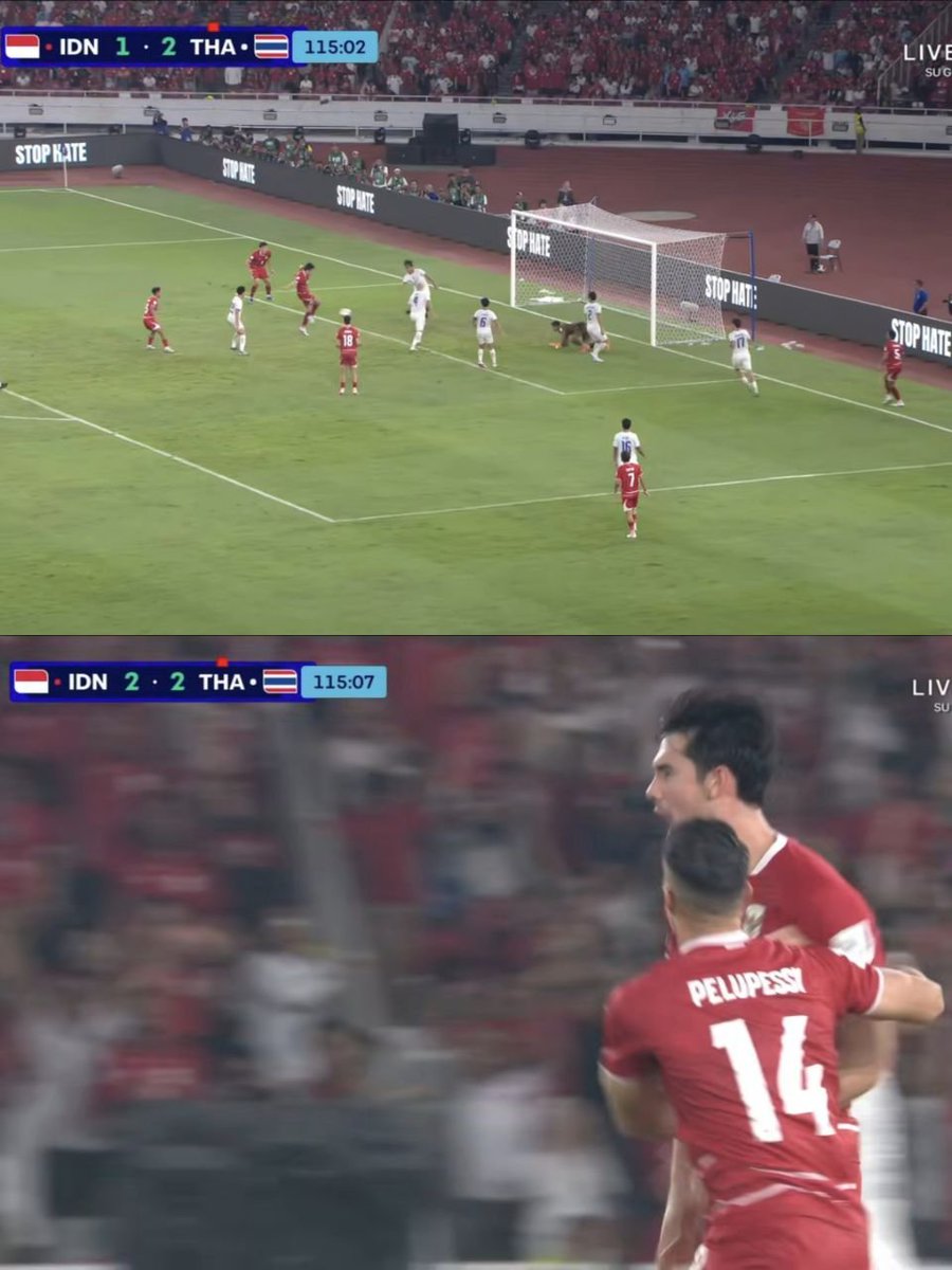 idextratime's tweet photo. Finale FIFA ASEAN Cup 
AET : Indonesia 2-2 Thailand 

⚽ Dean James 84'
⚽ Elkan Baggott 116'
-
🟥 Mickelson 81'
⚽ Iklas Sanron 87'
⚽ Peeradol 110'

Adu penalti :
🇮🇩 🟢🟢🟢🟢
🇹🇭 🟢🟢🔴🔴

INDONESIA AKHIRNYA JUARA GAESSS! 🏆😭😭😭🇮🇩 https://t.co/vdcZ1n6EcL