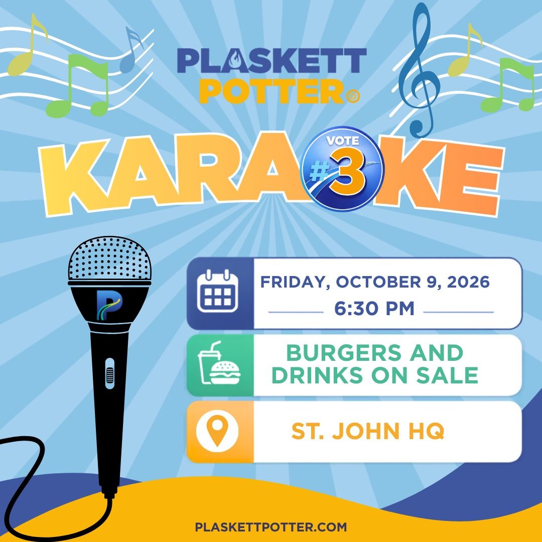 PlaskettPotter's tweet photo. STT and STJ, Friday night is for KARAOKE! 🎤🎶

STT, Danny is bringing the vibes to HQ. STJ, grab the mic and show us what you’ve got!

Food and drinks on sale. Bring your crew, pick your song, and come lime with Team Plaskett-Potter! 🇻🇮💙💛 https://t.co/8NrcaADxbr
