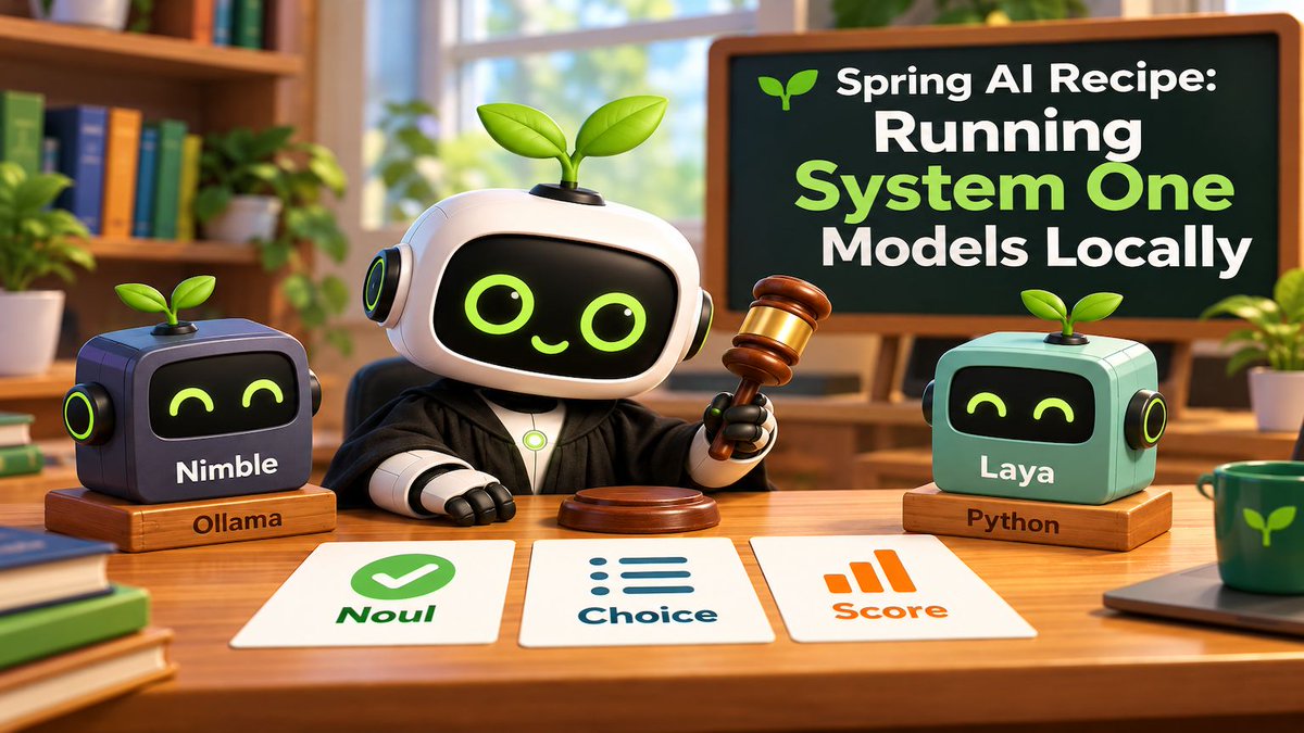 habuma's tweet photo. Run System One models locally with Spring AI! In this recipe, see how Nimble and Laya deliver fast, focused AI judgments without a general-purpose LLM.

https://t.co/2gaKlqfjrQ

#SpringAI #Java #SystemOne #LocalAI #Ollama #Nimble #Laya https://t.co/BIBVYrN7ko
