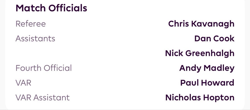 Anfield_Sector's tweet photo. Match Officials for Liverpool vs Manchester City. 🔴 https://t.co/tOIw133YR9