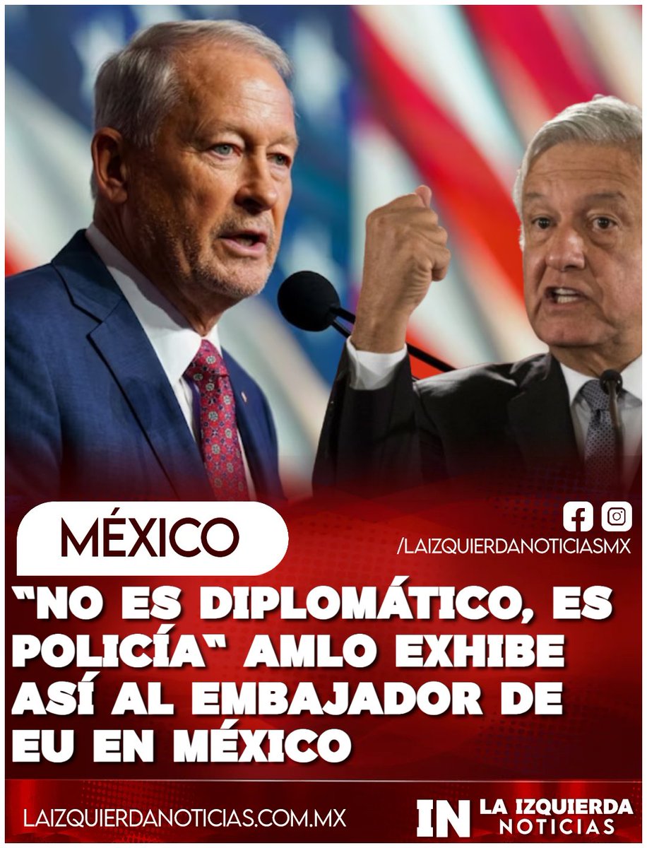 IzqNoticiasMx's tweet photo. ¡AMLO EXHIBE A EMBAJADOR GRINGO! En su libro "Pueblo",  el ex presiente López Obrador, escribió que el embajador de EU "no es diplomático ni tampoco político, más bien actúa como policía y debe ser menos prepotente". https://t.co/VWnO32yvFv