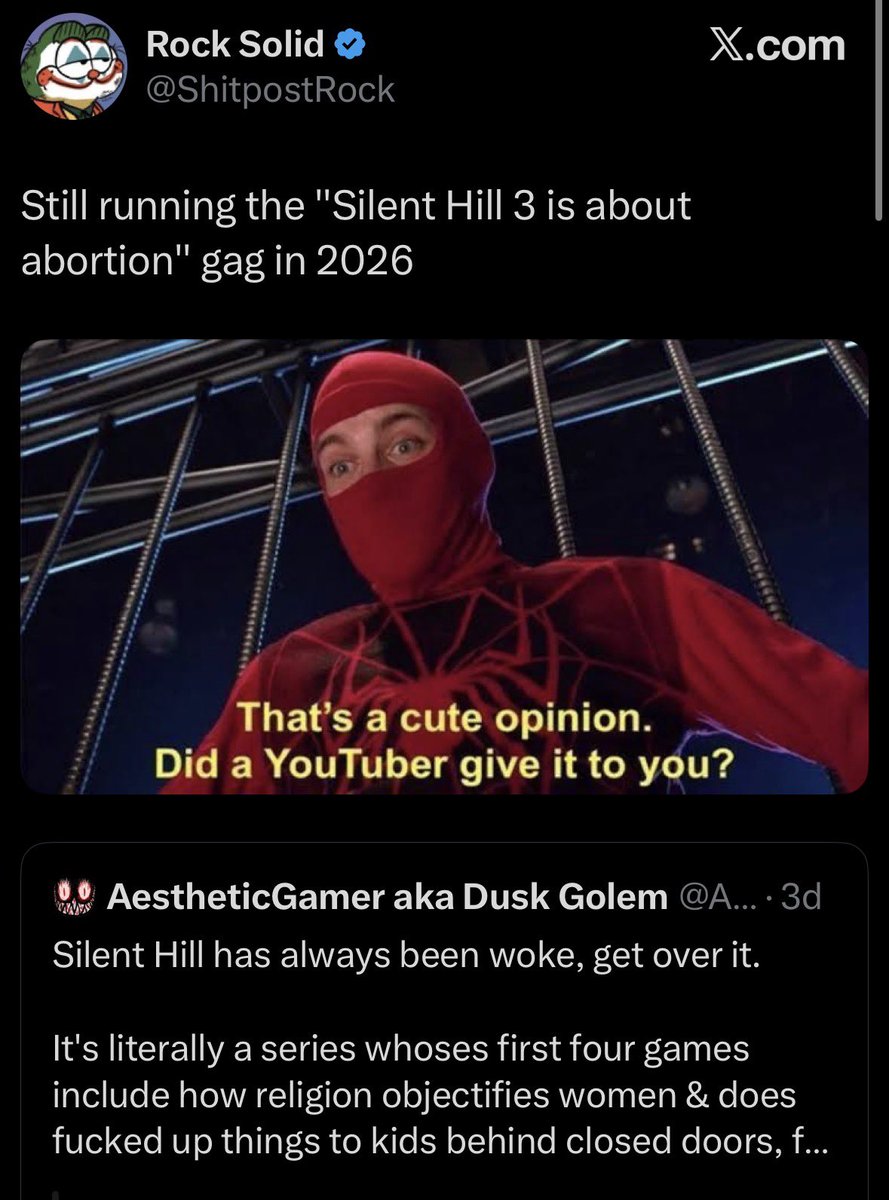 airb4gged's tweet photo. Never played Silent Hill 3 award. 
Got opinion from a /v/ greentext post award. https://t.co/EOsalpmNEt