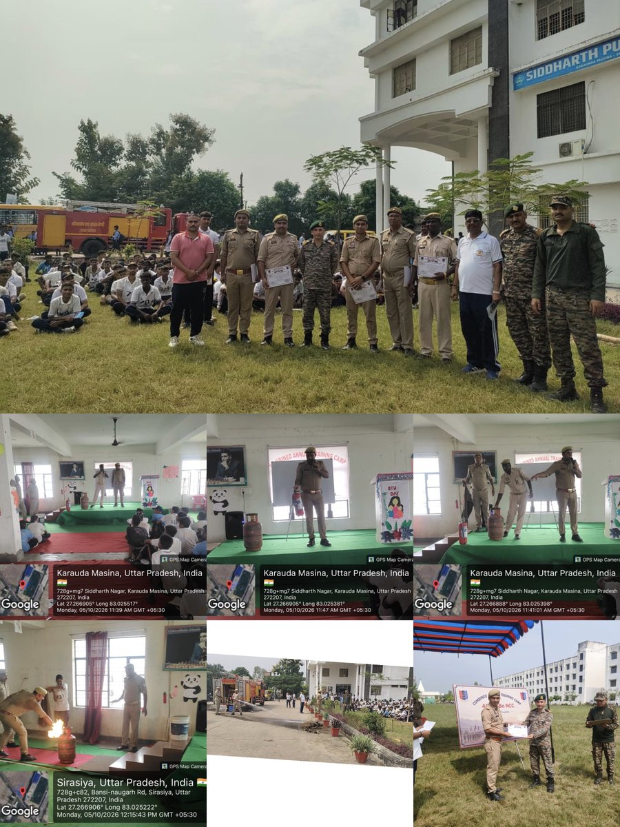 siddharthngfire's tweet photo. #SSP_SDR के निर्देशन में आज दि०-05.10.2026 को SPS करौंदा मसीना में NCC Training Camp CATC-168  में @siddharthngfire यूनिट द्वारा अग्नि सुरक्षा प्रशिक्षण एवं मॉकड्रिल का आयोजन किया। @fireserviceup @siddharthnagpol @dmsid1 @NDRFHQ @UP_SDMA https://t.co/JxZcAY4Laj