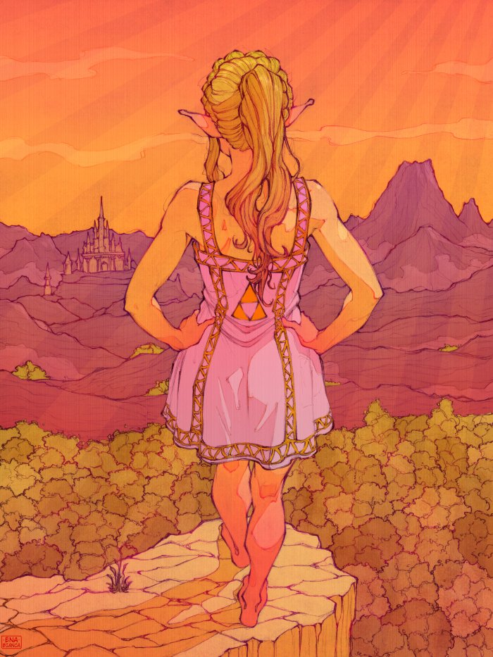 Ena_Bianca's tweet photo. My latest Zelda fanart 😙 

Kind of a Breath of the Wild remake, but you play as Zelda wearing the cutest Hylian sundress ever (on the SFW version, at least ☺️) https://t.co/1ud91H8yZt
