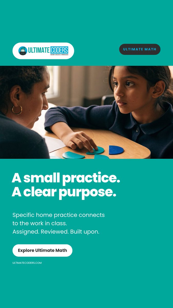 ultimatecoders's tweet photo. A small practice. A clear purpose.

Ultimate Math connects specific home practice to the work in class and reviews it next session.

Explore: https://t.co/J6AJ1stxlY

#UltimateCoders #MathForKids https://t.co/2jlQehrOir