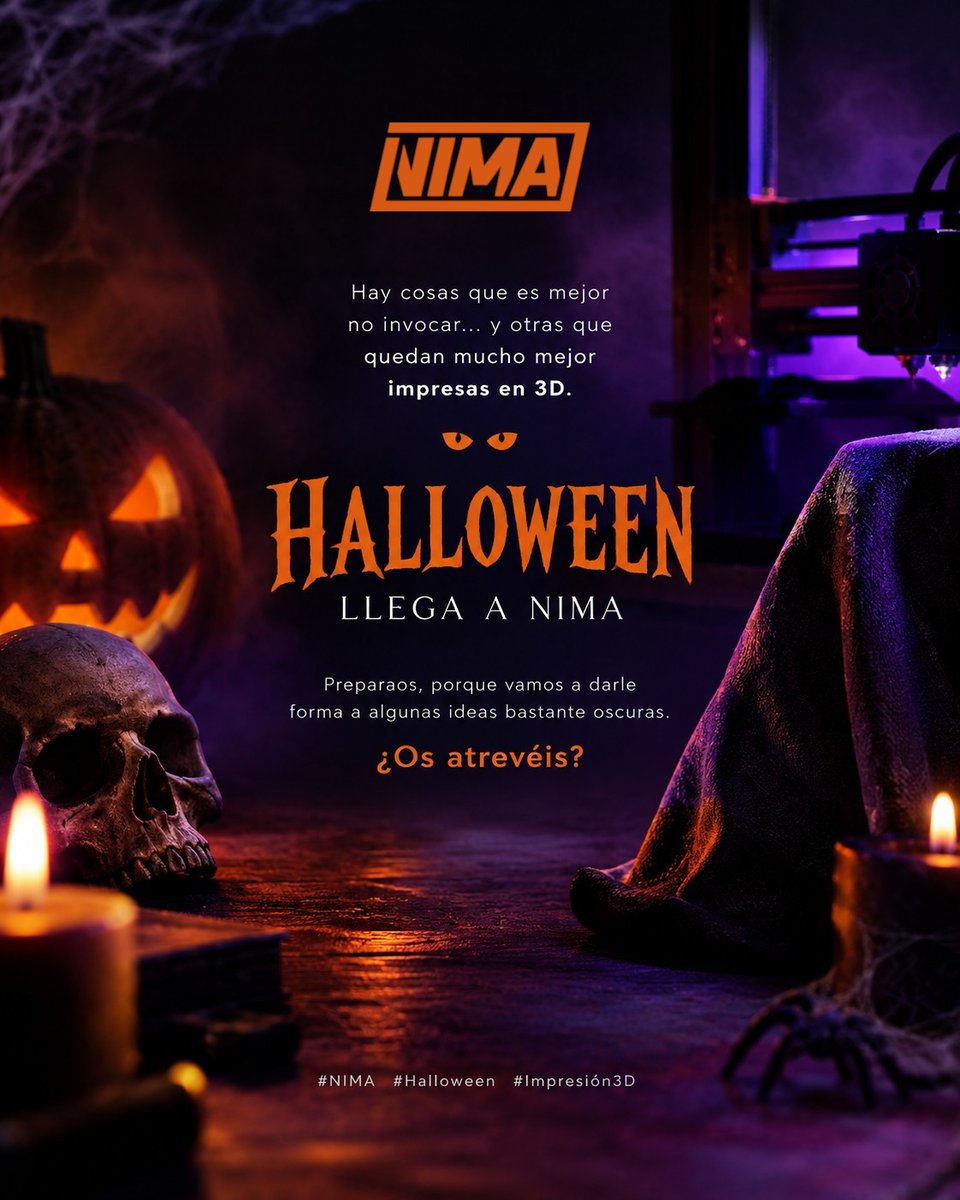 nima3dprint's tweet photo. Hay cosas que es mejor no invocar… y otras que quedan mucho mejor impresas en 3D. 👀🎃

Este octubre, Halloween llega a NIMA.

Preparaos, porque vamos a darle forma a algunas ideas bastante oscuras.

¿Os atrevéis? https://t.co/n8jDfNkDKc