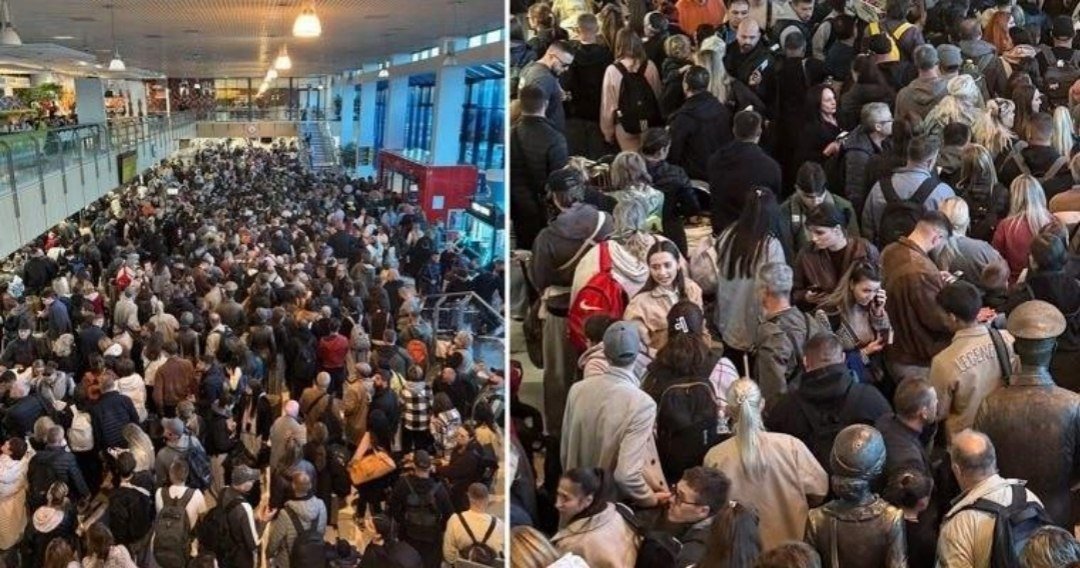 Hailey31846's tweet photo. ⚡️ Huge crowds at Chișinău International Airport this morning, with hundreds of passengers and long queues at passport control

The new EES system is reportedly contributing to longer waiting times

#Moldova #Chișinău #EES #Airport https://t.co/hhINTuMwBf