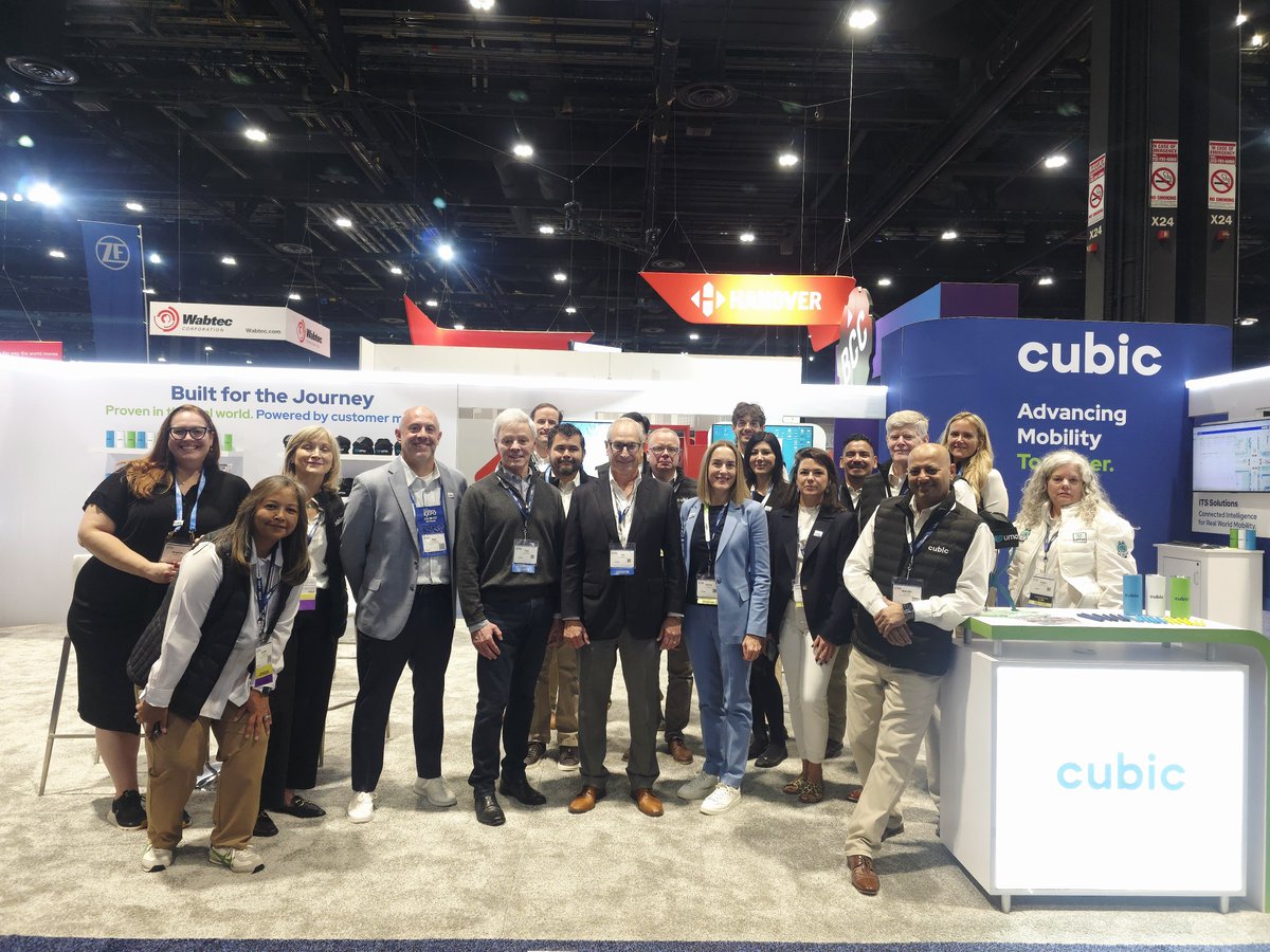 CubicTS's tweet photo. The Team. The Innovations. Real Success Stories.
 
Visit 📍 #APTAtransform26 Booth 2043 — where cool meets cutting-edge. 
 
🚇 FEnX Fare Gate
🚍 FLARE on a Bus — AI-powered fare evasion detection and analytics.
💳 @UmoMobility— and a few surprises along the way (hint: Umo plushies 🎁).
🚦 ITS Solutions—TruView Central, our new web-based central traffic management platform.
 
See you here! 👋
 
@APTA_Info #Cubic #FareCollection #Umo #OpenPayments #IntelligentTransportationSystems #PublicTransit #Chicago #Illinois #FareEvasion #TruView