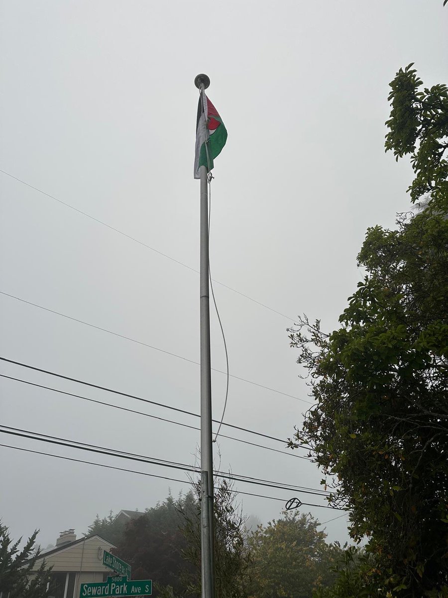 thehoffather's tweet photo. BREAKING: Anti Israel activists targeted a Jewish home in Seattle. The radicals tore down the family's American and Israeli flags and hung a Palestinian flag instead. They also vandalized the driveway

This was the same home targeted during the Macklemore concert during which he said "f*** America."

This is the latest case of increasing antisemitic and anti-Israel activism in Seattle in the lead up to the 3 year anniversary of the Oct 7 massacre
