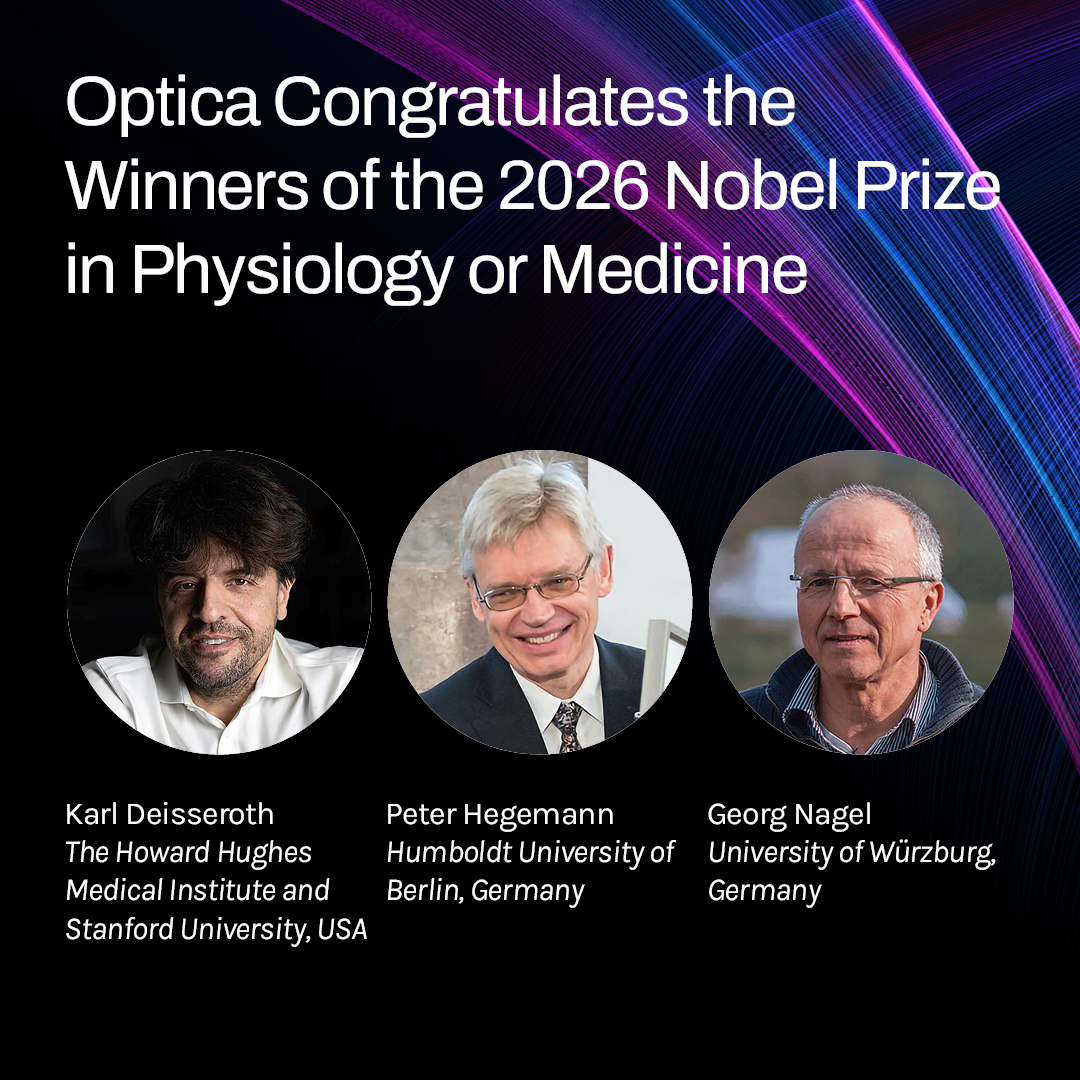 OpticaWorldwide's tweet photo. The 2026 #NobelPrize in #Medicine honors one of the most impactful applications of light in the life sciences: Optogenetics.

Researchers worldwide use #optogenetics to trace the neural circuits behind memories, emotions and behaviors.

Read more: https://t.co/BKvLCz6nnS https://t.co/36Pz8fIIBC