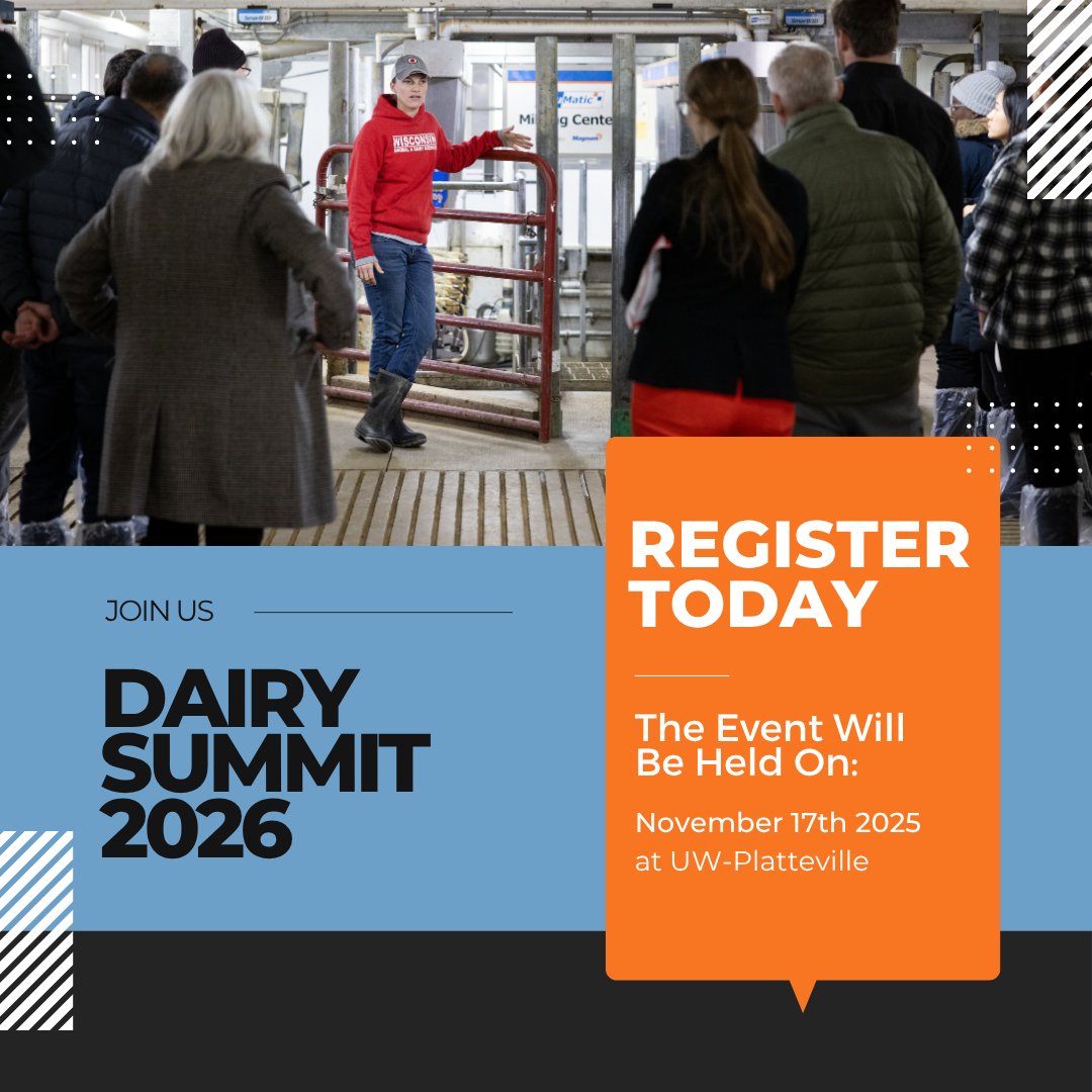 dairy_hub's tweet photo. Have you registered for Dairy Summit yet?

Join us November 17th on the @uwplatteville campus for a full day of panel sessions, research talks, poster presentations, and facility tours featuring the latest Hub-funded projects.

Learn more and RSVP at https://t.co/AXtEdB6PEn https://t.co/b5xPPPNF5I