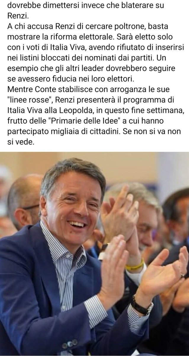 laura_ceruti's tweet photo. Da leggere assolutamente, troppe falsità sono state scritte su un uomo che è un Uomo prima di tutto ed è un grande come pochi, ma tant'è continuano a ripetere falsità come un mantra, ma Renzi resta Renzi con una grande storia già scritta e loro restano dei cialtroni! https://t.co/szE3wyStny
