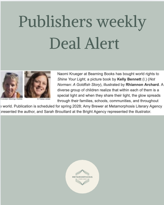 MetamorphLitAg's tweet photo. 🎉 Huge congrats to @kellybennet on securing a deal with @Beamingbooks for "Shine Your Light"! 🌟 Your dedication to inspiring children to be their best selves is wonderful.✨ #ShineYourLight #Inspiration #ChildrensBooks https://t.co/ReoY0Kv4mT
