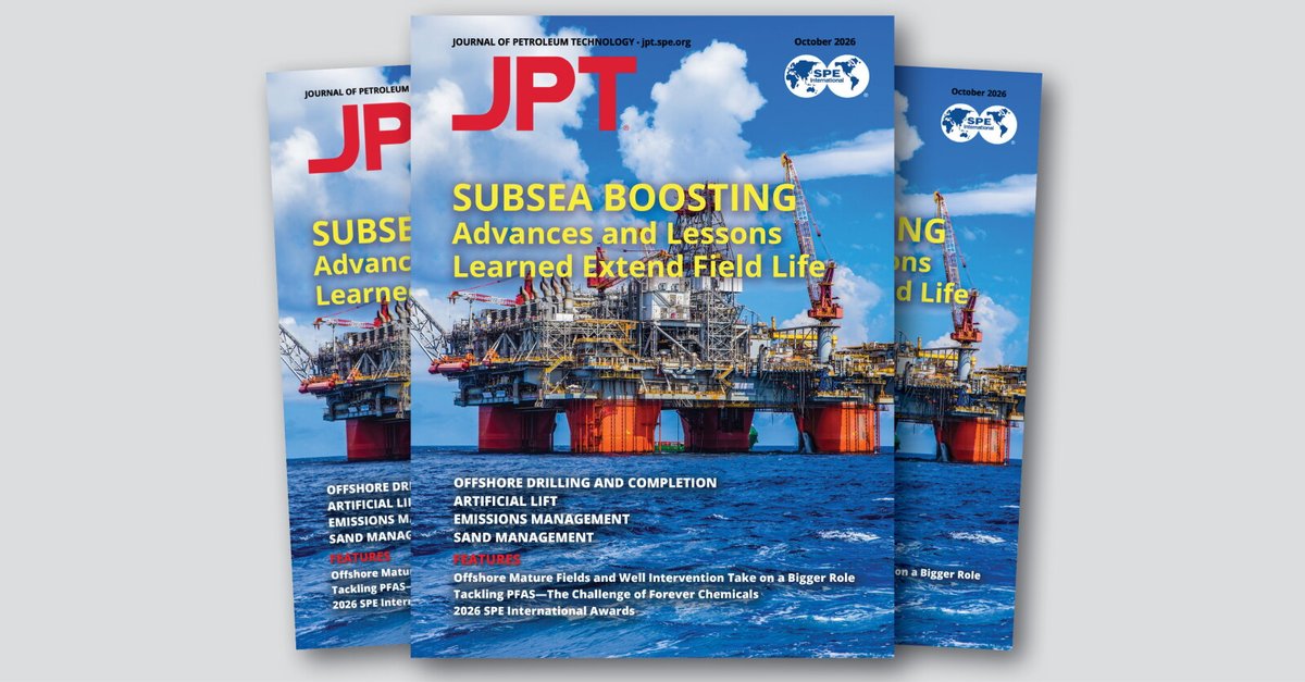 SPEtweets's tweet photo. Explore the October 2026 issue of JPT, featuring ATCE 2026, geothermal development, subsea boosting, well intervention, PFAS remediation, H₂S treatment, digital well planning, SPE award recipients, and global E&amp;P updates.

Read more: https://t.co/DjCFhdPYE1

#SPEjpt https://t.co/t0WXGVZpL5