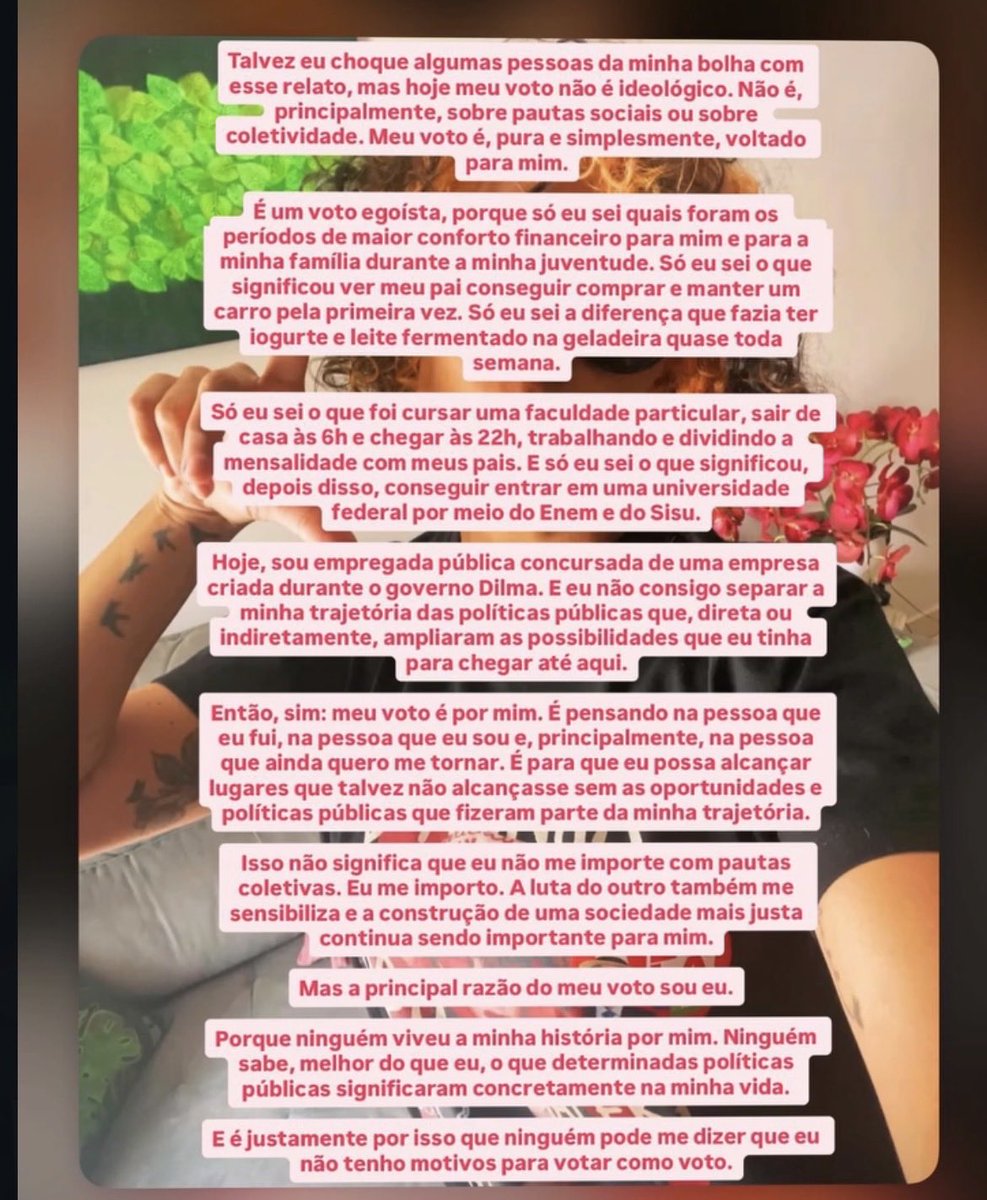 femsemfiltro's tweet photo. Meu voto é por mim e vai continuar sendo mesmo se Lula perder ou se Lula ganhar. https://t.co/qf3RDFJ9xp