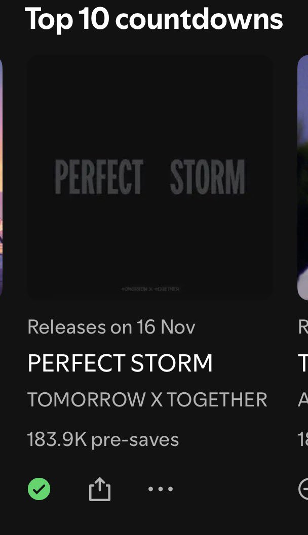 TXTChartData's tweet photo. .@TXT_members  "Perfect Storm" has reached a new peak of  #7 on Spotify Countdown Chart.

— 183,9K (+10,8k)

🔗 https://t.co/clIPDOJ7ft https://t.co/ZzS4Xlbfci