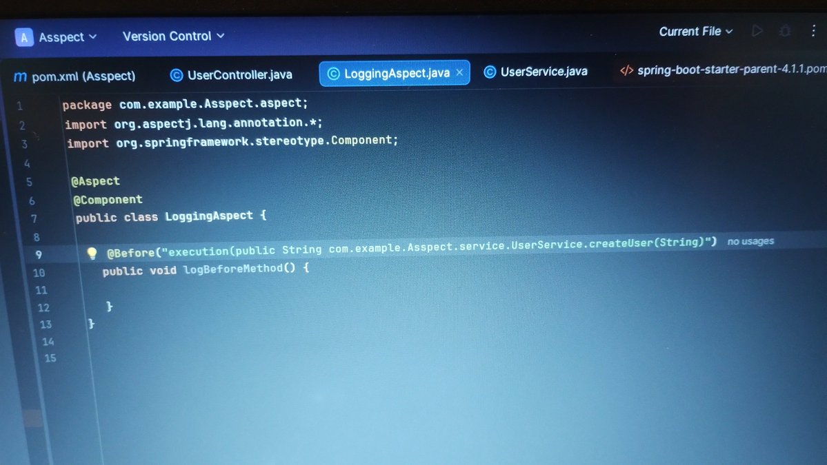 SwainShubh's tweet photo. Day 115 of java ๐
Today I learn something very important
โ
Pointcut expression in AOP
โ
handling arguments, return type, access modifier etc in the expression
#java #javadeveloper #spring #springboot https://t.co/T4aH0N2Hpr