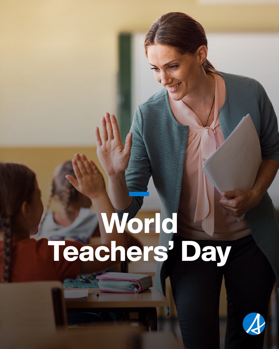 AlbertaEd's tweet photo. On #WorldTeachersDay, we recognize the dedication, expertise and care Alberta teachers bring to classrooms every day. Thank you for helping students learn, grow and build the skills they need for the future. https://t.co/rh6pTX63hC