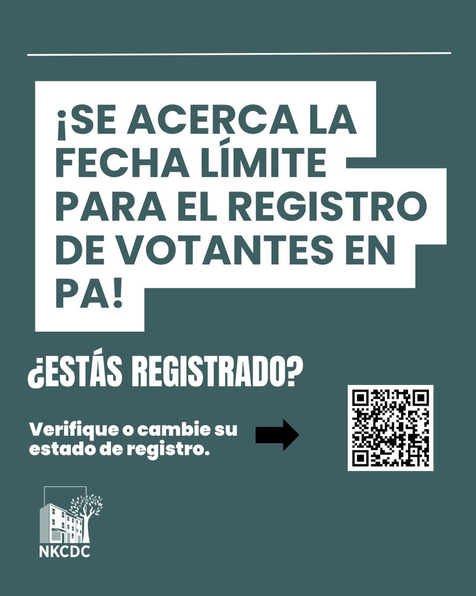 NKCDC's tweet photo. October 19th, 2026 is the last day to register to vote in Pennsylvania for the November 3rd election! 
 
Be sure to check your registration at https://t.co/kwXMB5cYxw. If you’re not registered by October 19th, you won’t be able to vote on November 3rd! https://t.co/KIkibeMd12