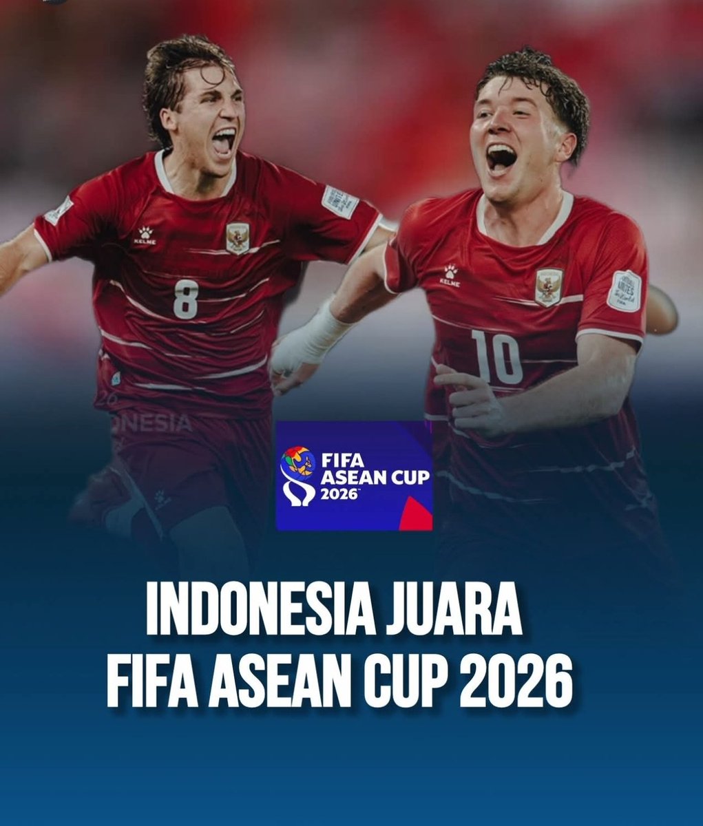ClickBandung's tweet photo. 🇮🇩 Indonesia Juara FIFA ASEAN Cup 2026! 🏆⚽️

Stadion Utama Gelora Bung Karno jadi saksi kemenangan manis Garuda! Lewat laga final yang sengit, Timnas Indonesia sukses membungkam Thailand dengan skor 6-4 melalui adu penalti. https://t.co/kIBu6GnV8b