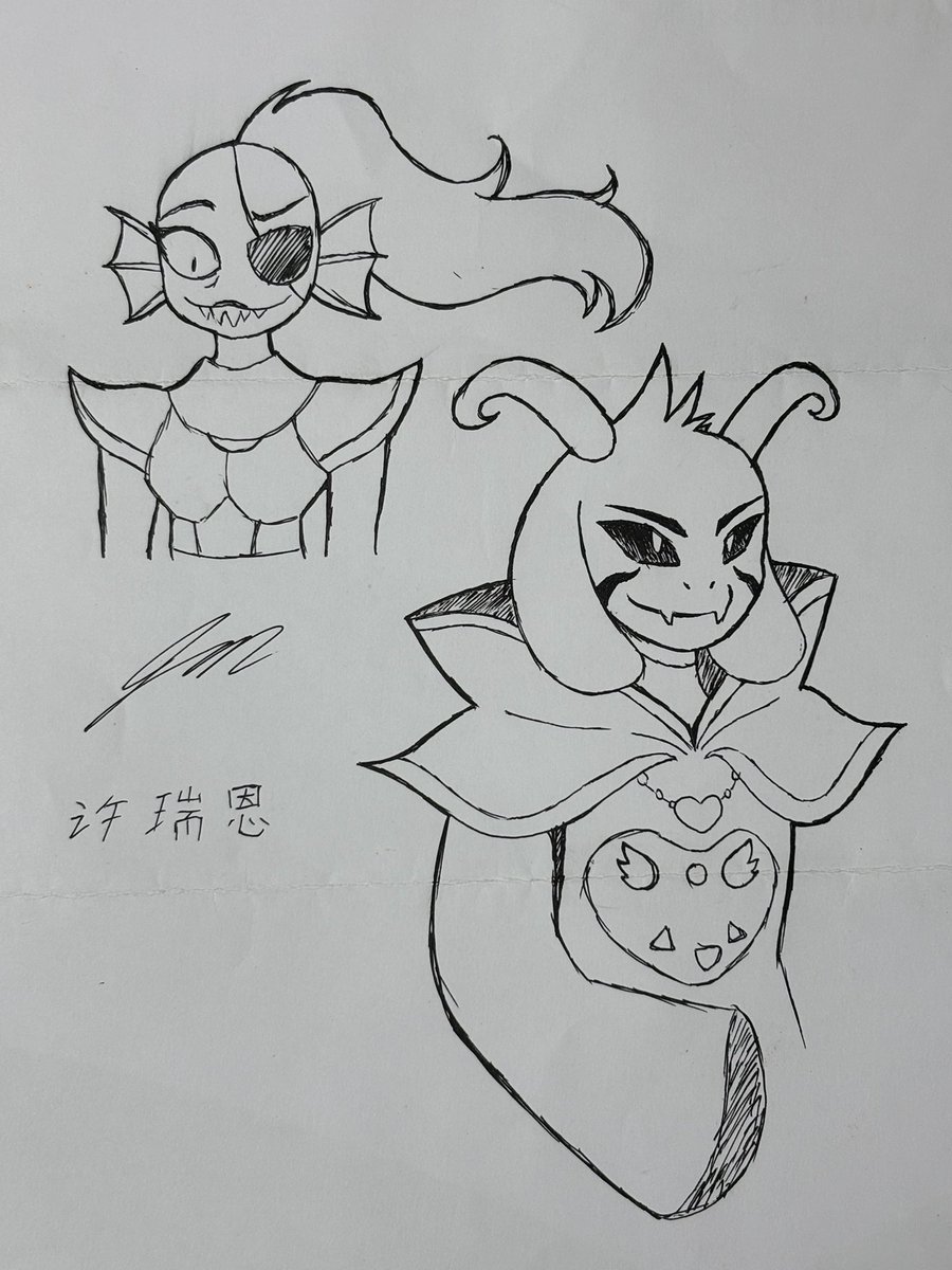 JustJunNoE's tweet photo. Undyne and the God of hyperdeath #undyne #asriel https://t.co/Mjjx97plVN