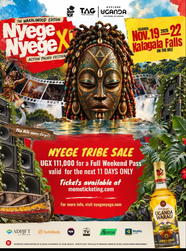 Cutiecharly's tweet photo. NEW OFFER ‼️ 
Get your #NyegeNyege2026 Wakaliwood ticket for just UGX 111,000 when you use  MoMo via https://t.co/rZGEXaARow…
Grab yours now while the tickets still last 
Valid for only 11 days🔥🔥🔥
#TagEvents https://t.co/4kMDbJTfVU