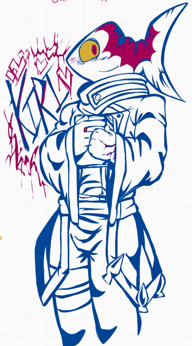 FIREWALL_M0RTEM's tweet photo. Made Kirimi if he was a Puzzleheads character. 🐟💙 (This is a crossover post) https://t.co/AEz20uUM8C