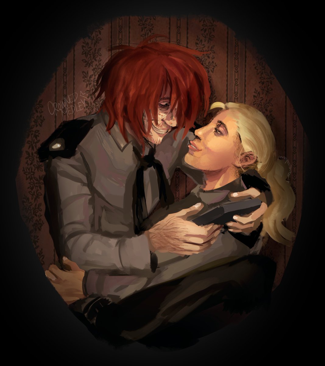 penrepository_X's tweet photo. I'd cut off my ear, if you wish it, my dear
In exchange for a kiss

(collab with @crownedmedley)
#frickbears3 #fivenightsatfrickbears3 https://t.co/ssW5a7o4Wt