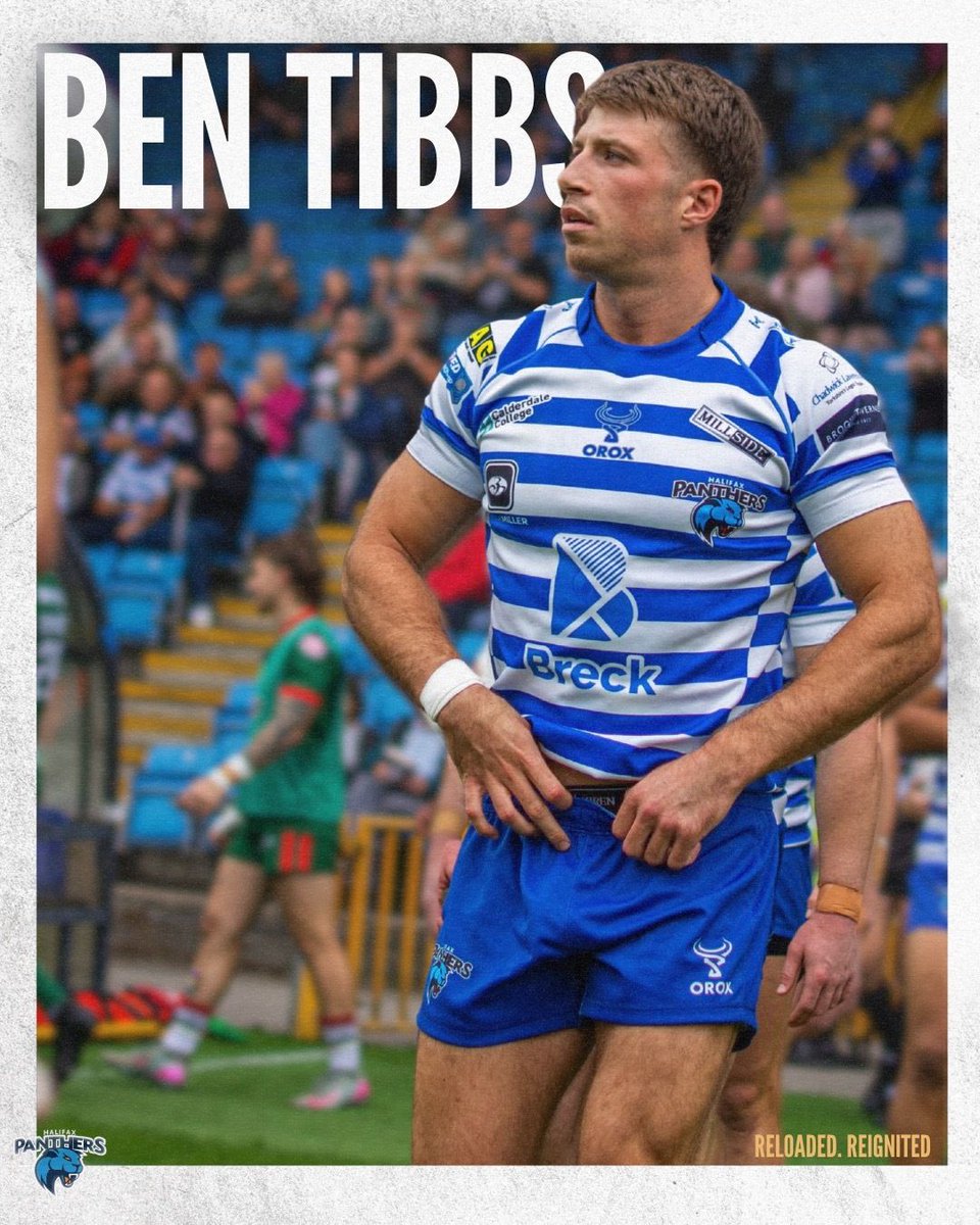 HalifaxPanthers's tweet photo. The 2026 top try scorer, Ben Tibbs, remains with the club for the 2027 season 👏

“I’ve had some great times and memories with the club over the years so I’m delighted to be here for another season. I’m already very excited about what’s ahead with the core squad we’ve kept together, the new signings announced and Kyle and the coaching team leading us we are in for a much better season. 

I’d like to personally say a massively thank you to the fans for sticking with us through a tough season last year and hopefully we can repay your support with a great season in 2027.” 💙

Ben is sponsored by Barbara McKinley and Stuart Barker, his kit is still available for sponsorship