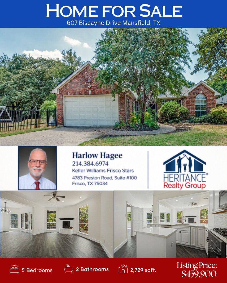 HeritanceTeam's tweet photo. This home offers an open floor plan, a cozy fireplace, and a stylish kitchen. Upstairs, enjoy a game room, fifth bedroom, and versatile flex space. The expansive side yard and greenbelt backdrop provide added privacy and outdoor space. 

Contact  (214) 384-6974 for more info! https://t.co/4RnWycRv6N