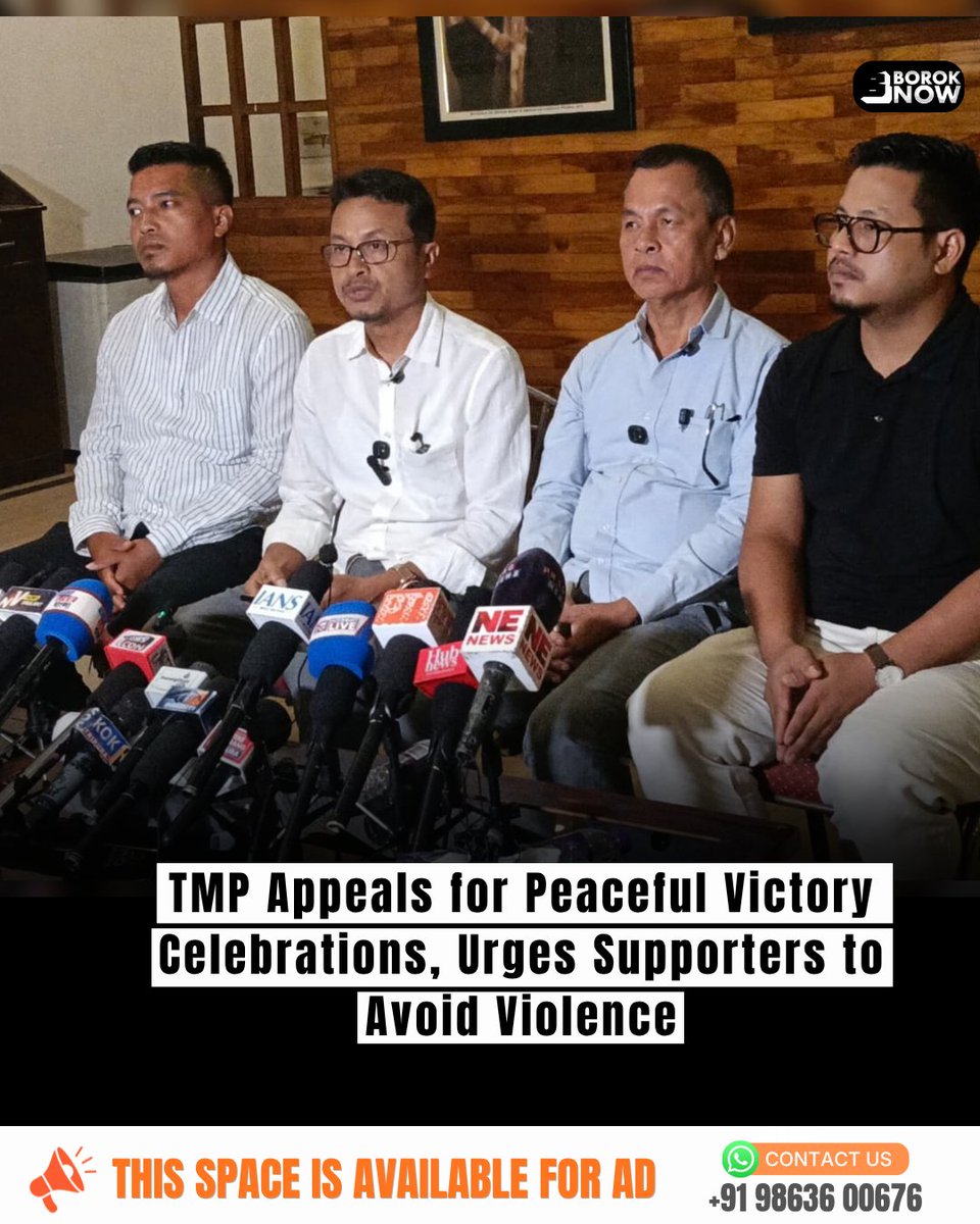 BorokNow's tweet photo. Tipra Motha Party (TMP) appeals to supporters to maintain peace and avoid violence during victory celebrations following the Village Committee election results.

Party leaders stressed that post-poll peace and restraint are essential for Tripura’s development.

#Tripura https://t.co/47A5bZhrSg