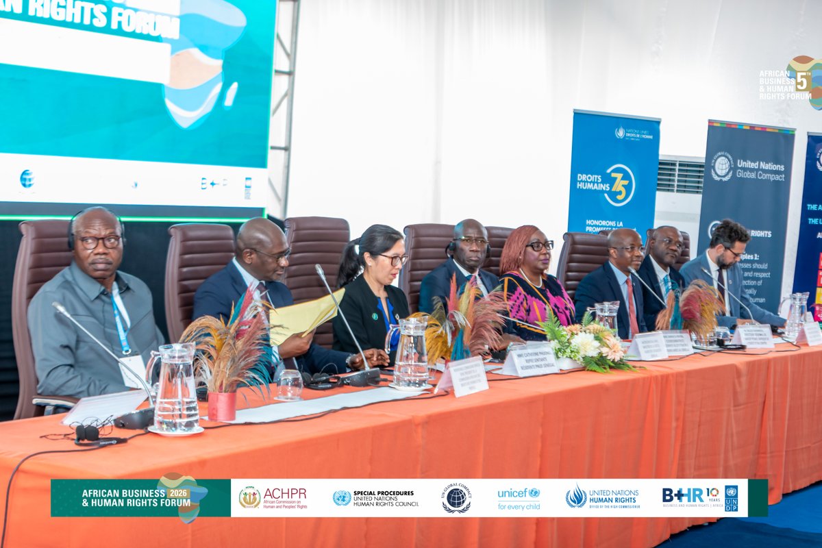 globalcompact's tweet photo. At the #AfricanBHRForum, @hervelado, Head of the @globalcompact Africa Hub highlighted why human rights and environmental protection must go together: “Harms to people and to nature are deeply intertwined.”

The focus now: turning commitments into action.

#BizHumanRights #UNGPs https://t.co/6bjWOXkPdx