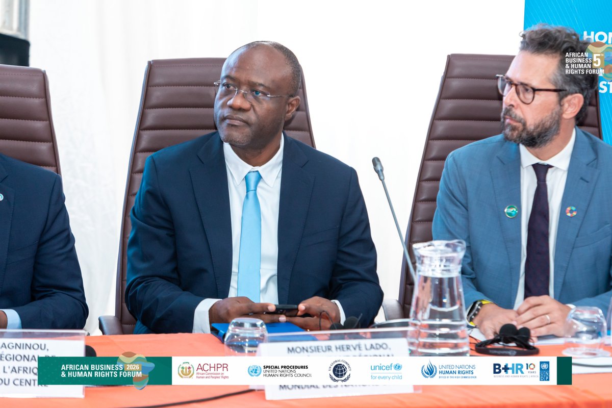 globalcompact's tweet photo. At the #AfricanBHRForum, @hervelado, Head of the @globalcompact Africa Hub highlighted why human rights and environmental protection must go together: “Harms to people and to nature are deeply intertwined.”

The focus now: turning commitments into action.

#BizHumanRights #UNGPs https://t.co/6bjWOXkPdx