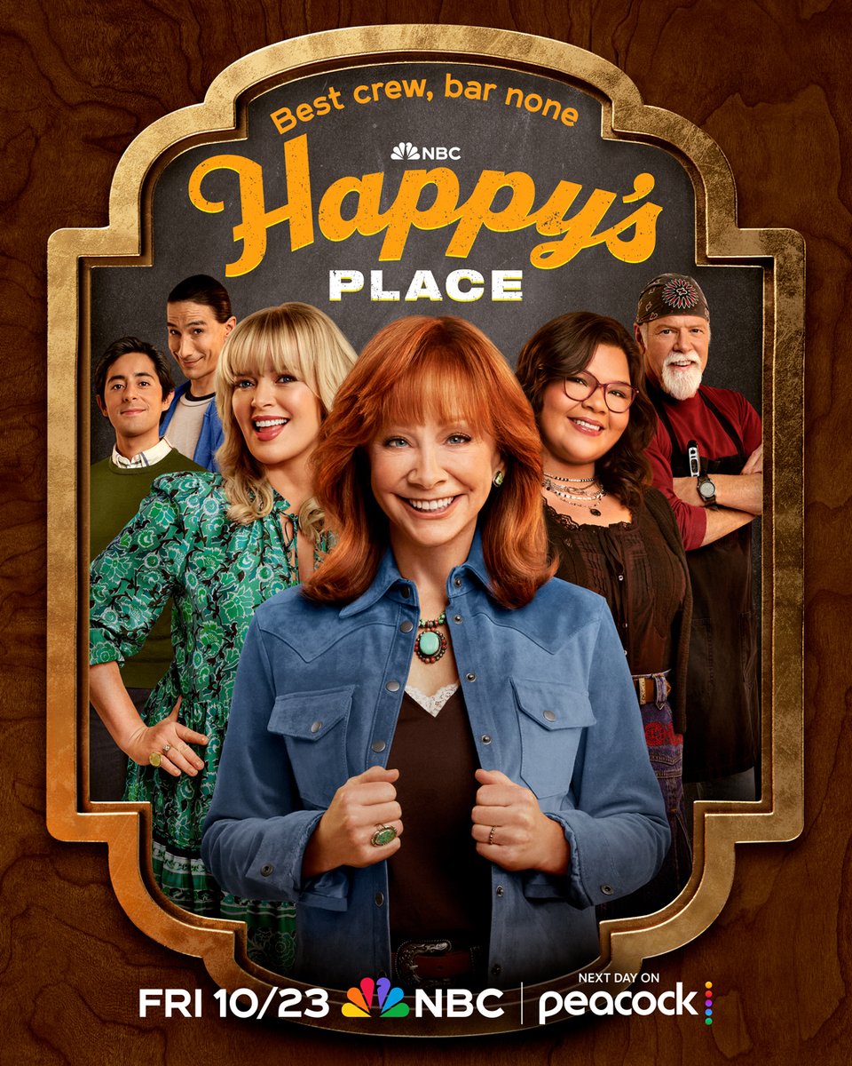 nbc's tweet photo. Another round, anyone? 🍻
A new season of #HappysPlace premieres October 23 on NBC and next day on Peacock. https://t.co/uTqOByuJZ3
