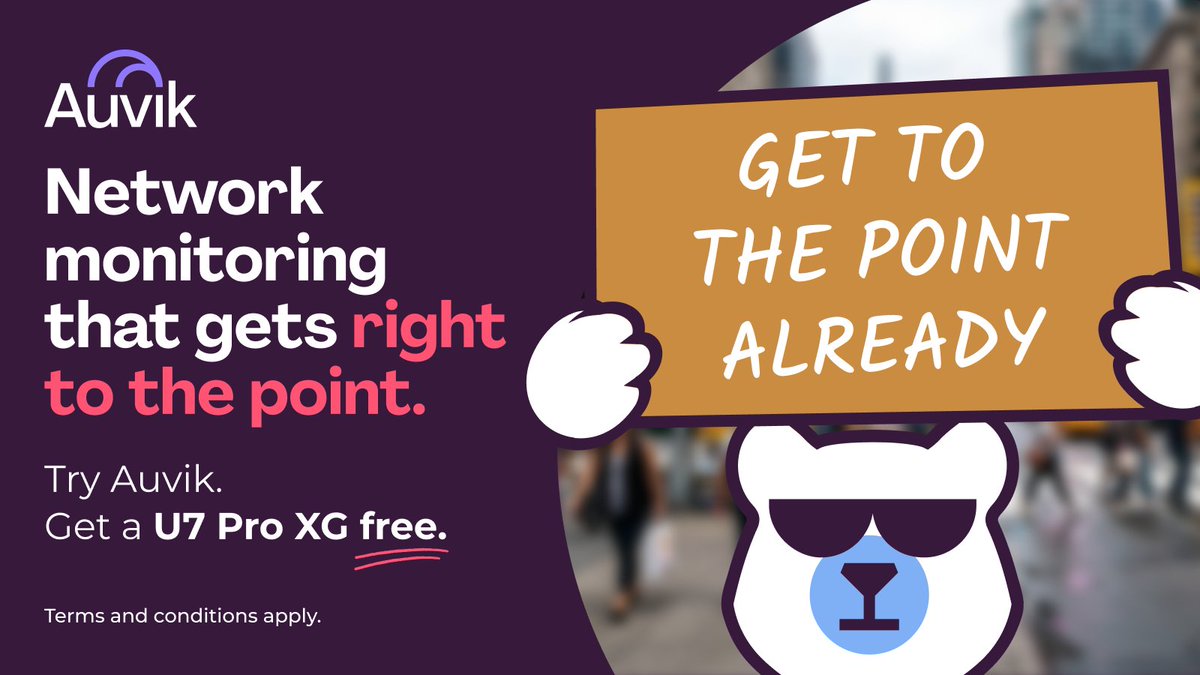 AuvikOfficial's tweet photo. Ya know... The bear has a point. 🐻‍❄️

Spend less time digging through your network and more time fixing what actually needs fixing.

Try Auvik. Complete a qualified trial. Get a U7 Pro XG FREE*!

Get to the point 👉 https://t.co/7HWAsQlGu2

*Terms &amp; conditions apply. https://t.co/pyWD3yZKjr