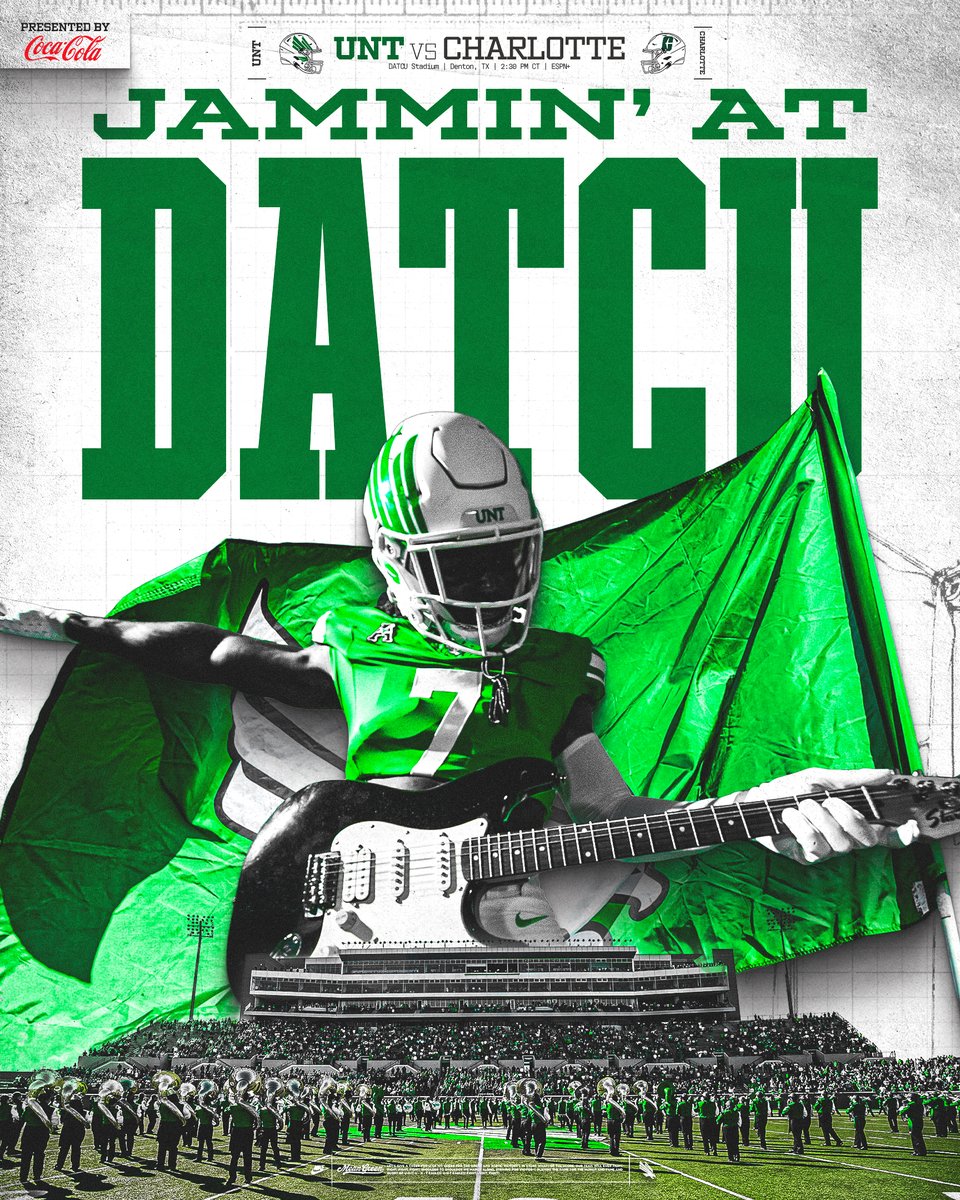 MeanGreenFB's tweet photo. Jammin' At DATCU 🎸 

🗓️: October 10th
🆚: Charlotte
📍: DATCU Stadium
⏰: 2:30 PM
📺: ESPN+
🎟️: https://t.co/Xc0VkA2DK1

#GMG🦅 https://t.co/SZIYNMC8MO