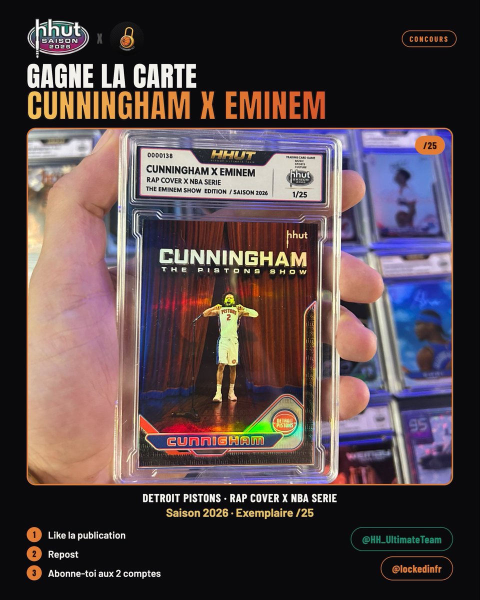 lockedinfr's tweet photo. 🚨 CONCOURS 🚨

On te fait gagner cette Cunningham x Eminem, The Eminem Show Edition, exemplaire /25.

Pour participer :
1️⃣ Like ce post
2️⃣ Repost
3️⃣ Abonne-toi à @HH_UltimateTeam et @lockedinfr

Tirage au sort le 11/10. Bonne chance 🍀 https://t.co/hW73X2LQdc