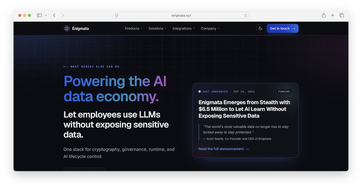 xyz's tweet photo. https://t.co/hwAbdMKYZg

Data protection platform https://t.co/LAE4X3Z378 is developing technology designed to let AI work with encrypted data, integrating with @awscloud SageMaker, @Databricks, @Snowflake & @Azure ML.

The platform emerged from stealth with $6.5M in seed funding led by Blockchange Ventures.