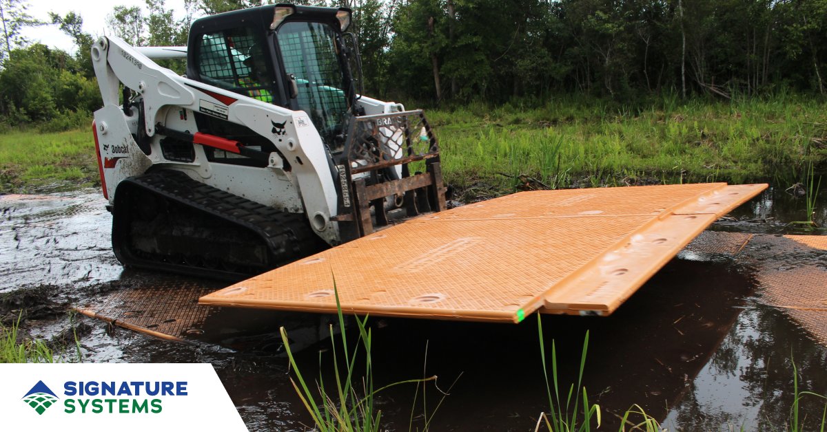 SignatureSystem's tweet photo. The ground you protect today, you can put back down tomorrow. Composite matting won't absorb contaminants, lasts 10+ years, and comes back at end of life through our recycling program.

https://t.co/y42ZDR7f3z

#Sustainability #GroundProtection https://t.co/CXKr6uZAjR