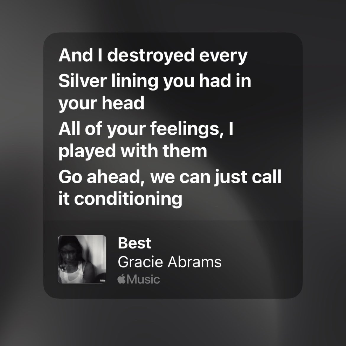 tehejenna's tweet photo. gracie abrams is for the girls who are the problem https://t.co/65aJdsknyL