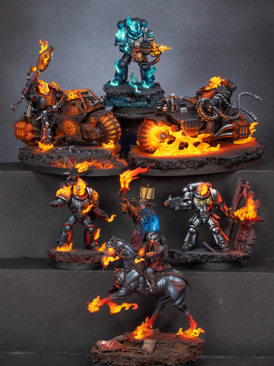 theminiaturista's tweet photo. The Legion, the fire cult, the flaming wraith... They got many names. Here my small kitbash collection till the new models arrive! You have the painting guide for all of them here in the link

https://t.co/soH7IVibw9

#warhammer40k #warhammer #gamesworkshop https://t.co/NqhXEC1MqQ