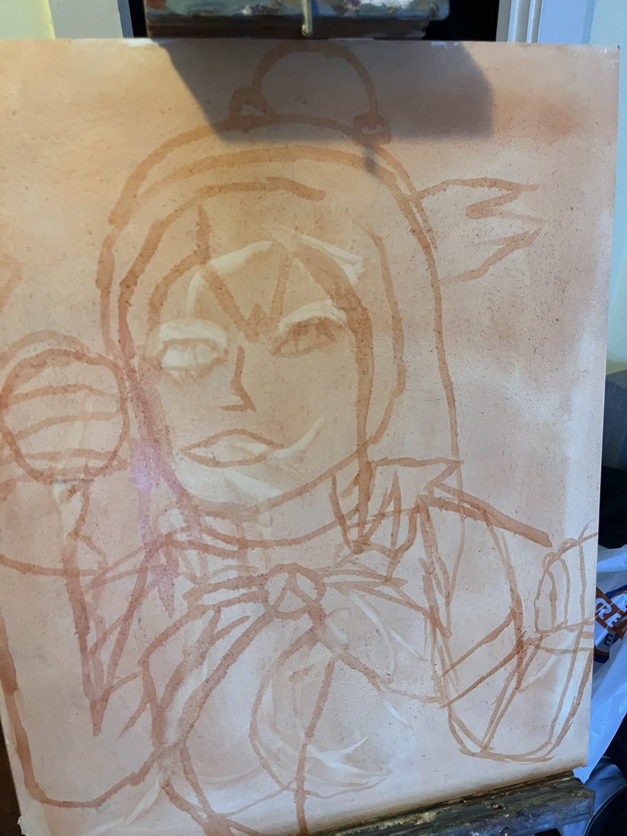 Runatyr9's tweet photo. First WIP for my first attempt at oil painting https://t.co/92GMxkiCHj