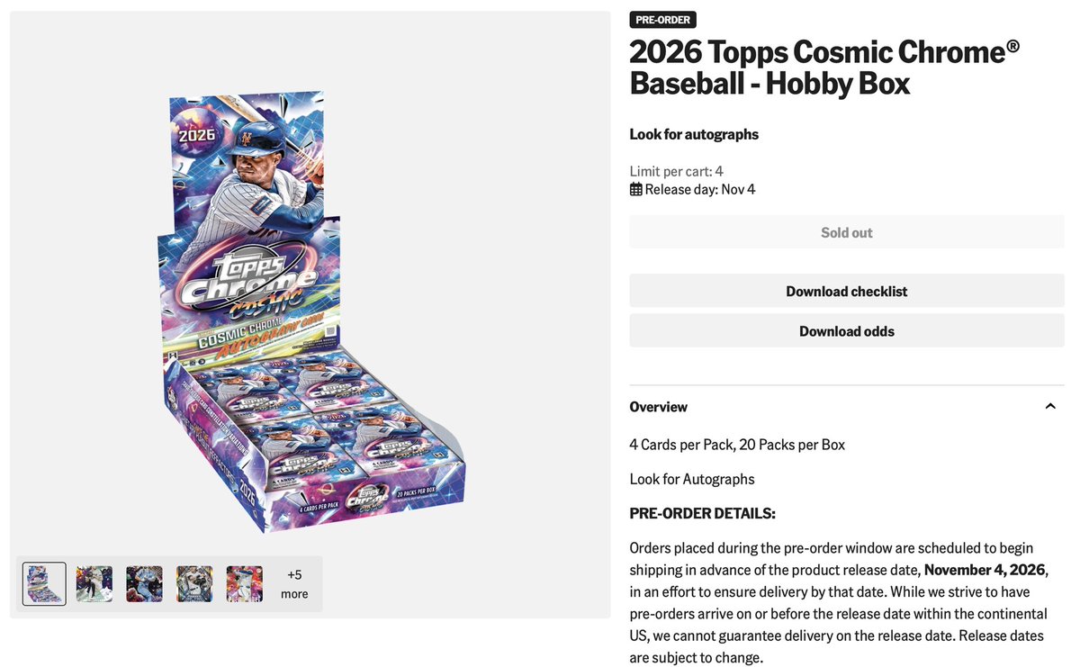 chihiro_9K's tweet photo. Cosmic Chrome約12分で完売！
490ドルは本国のコレクターにとっても手を出しづらかったのかな。
それでも早いけど！😂 https://t.co/ExiEP9XbWd