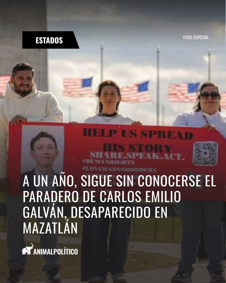 Pajaropolitico's tweet photo. 🔴 A un año, sigue sin conocerse el paradero de Carlos Emilio Galván, desaparecido en Mazatlán.

Hace un año, Carlos Emilio Galván (21 años) fue a Mazatlán a celebrar su cumpleaños. Entró al bar Terraza Valentinos y no se volvió a saber de él. Pese a las investigaciones de fiscalías estatal y federal, el caso sigue sin resolverse.