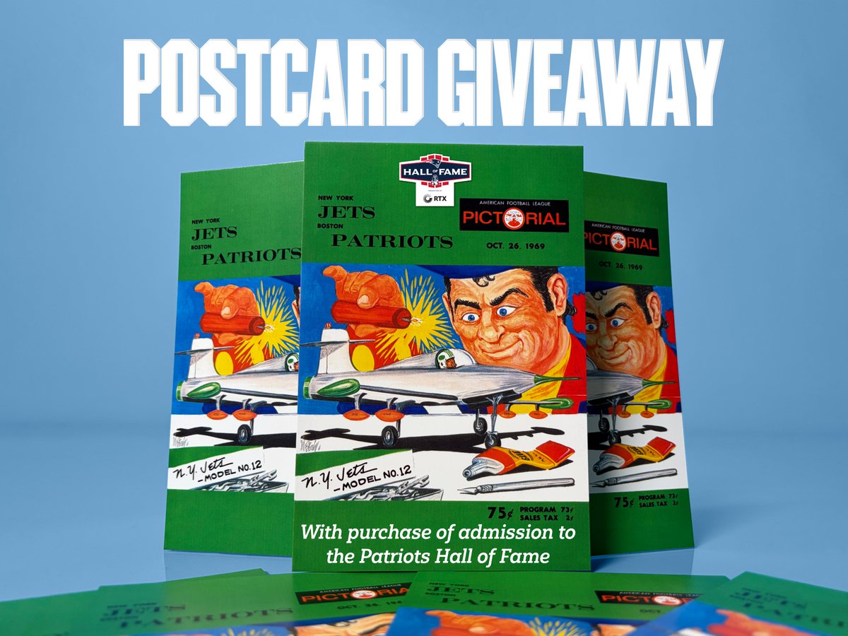 TheHall's tweet photo. We have another home game this weekend, which means... ANOTHER POSTCARD GIVEAWAY*! Stop on by while supplies last!

*With purchase of admission to the Patriots Hall of Fame https://t.co/Xh6JcxYJuN
