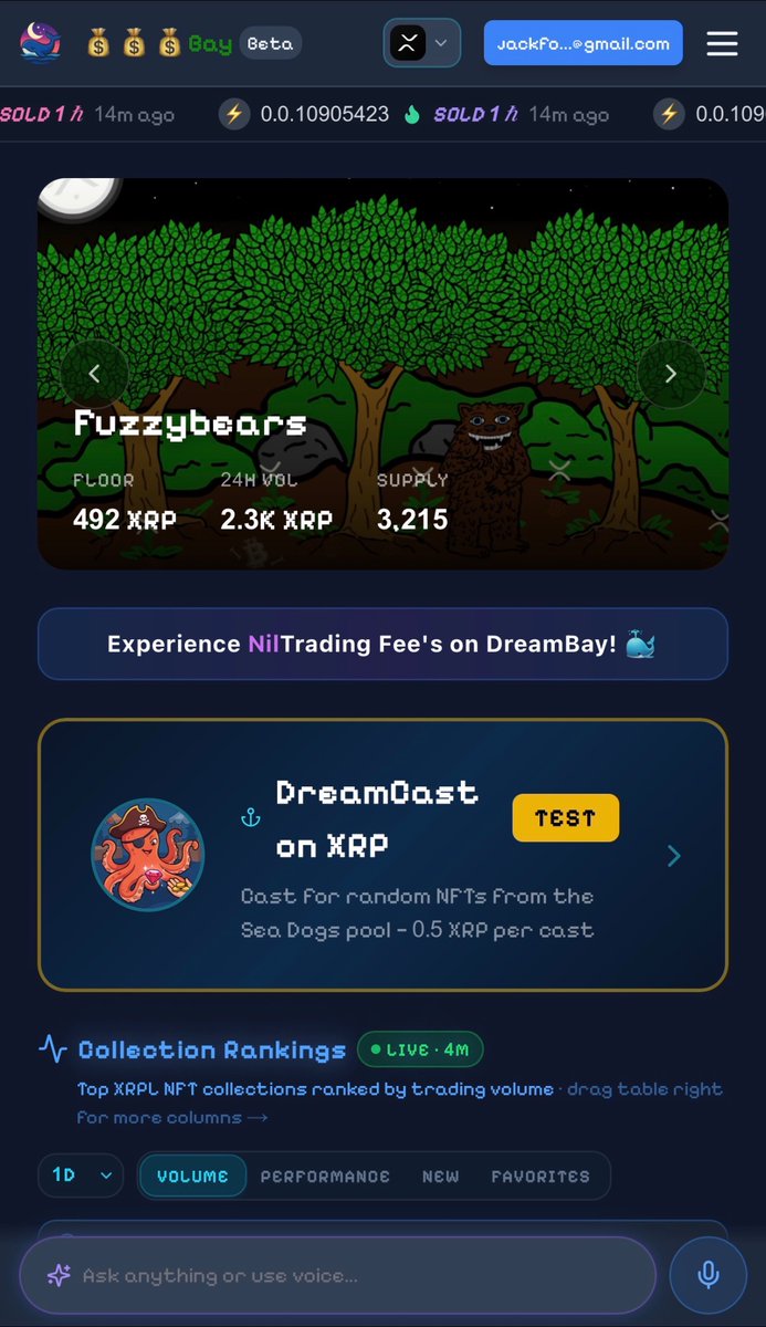 DreamBayio's tweet photo. Switch to XRP on DreamBay and there’s a whole new market to discover. 🌊

The XRP Discover page gives you a quick look at what’s happening across the ecosystem, from top collection rankings and popular collections to token rankings and live trading activity. 

You can explore what’s getting attention, see which collections are leading by volume, and discover new projects without jumping between different platforms. 🌙🐳

And with DreamCast on XRP too, there’s even more to explore. 

What are you checking first: rankings, popular collections, or token activity? 👀