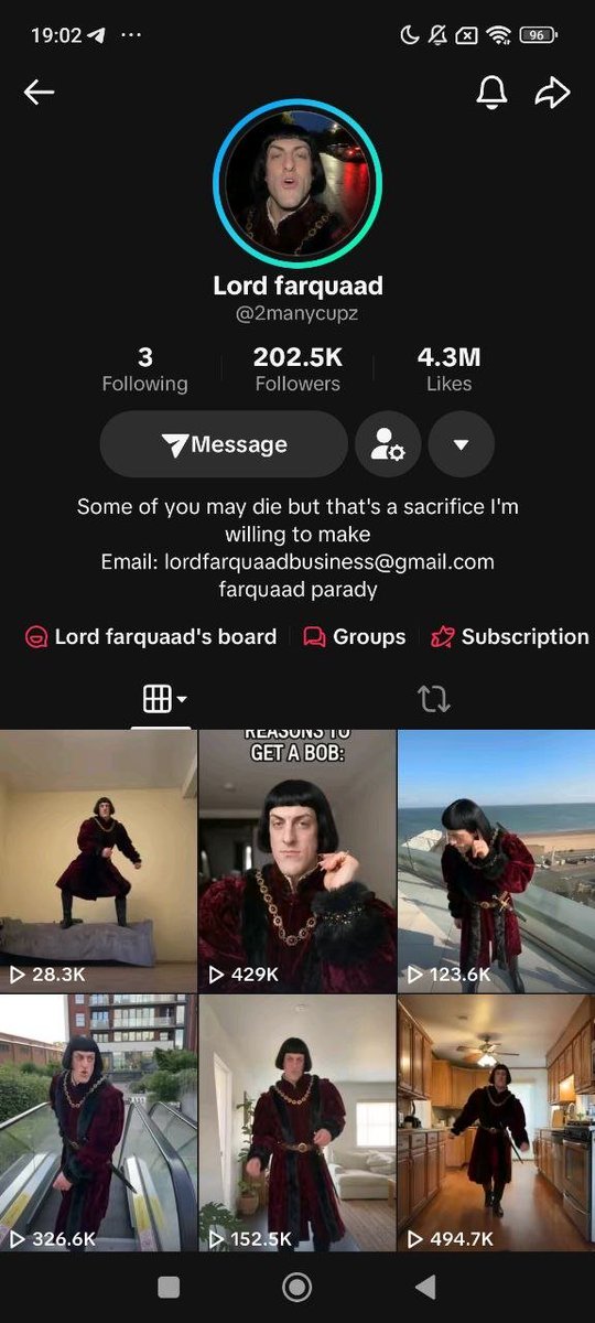 k1rallik's tweet photo. this is f\*cking insane.

i still don't understand why more people aren't paying attention to this.

this Lord Farquaad account has:
→ 202k followers
→ 4.3M likes
→ almost 30M views across 37 videos

one recognisable character. endless situations.

Here's how you can test a similar format with your own character:

→ use ChatGPT to brainstorm the character, write scene ideas and plan movements
→ generate character images in ChatGPT and build a consistent character sheet
→ turn each scene into a detailed video prompt with actions, camera angles and timing
→ record a short movement reference
→ animate with tools like Dreamina/Higgsfield/Kling
→ try Seedance 2.5 for reference-based video generation and editing
→ keep the face and outfit consistent across episodes

not every model supports the same controls, so choose the mode that accepts your references.

the business opportunity goes beyond views: sponsorships, subscriptions, merch and, for some projects, token fees.

start with 1 character and 10 videos. you don't need a paid course to learn the process.

bookmark this so you have the workflow when you're ready to generate your first character.